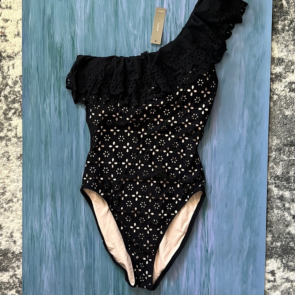 Black one shoulder JCrew one piece